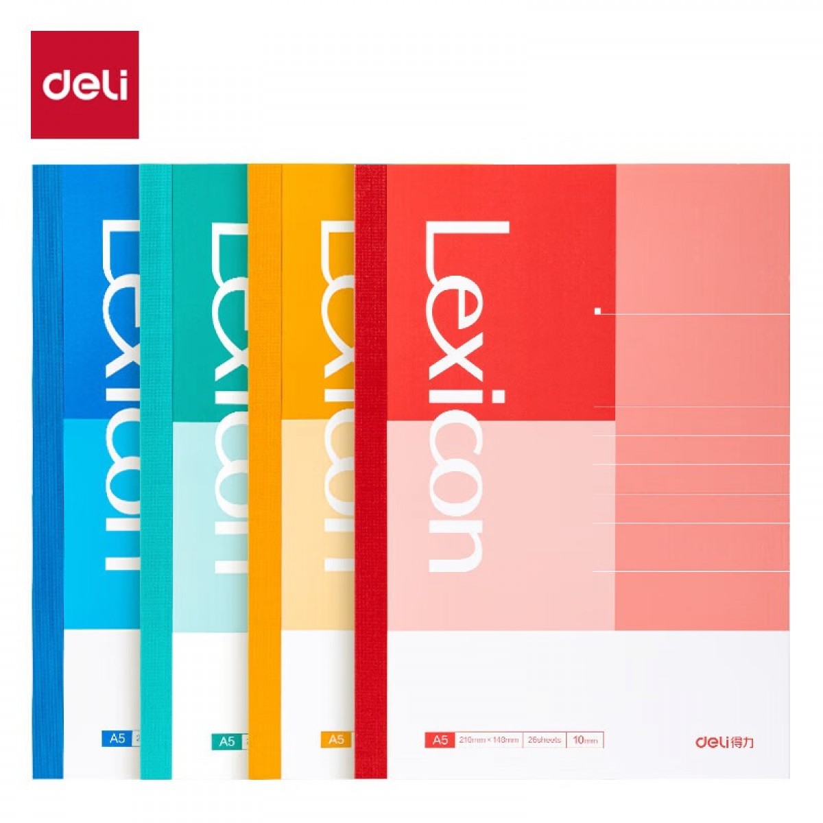 得力（deli）A5/4本装办公软抄本7650经济款笔记本子记事本无线装订本培训会议记录本