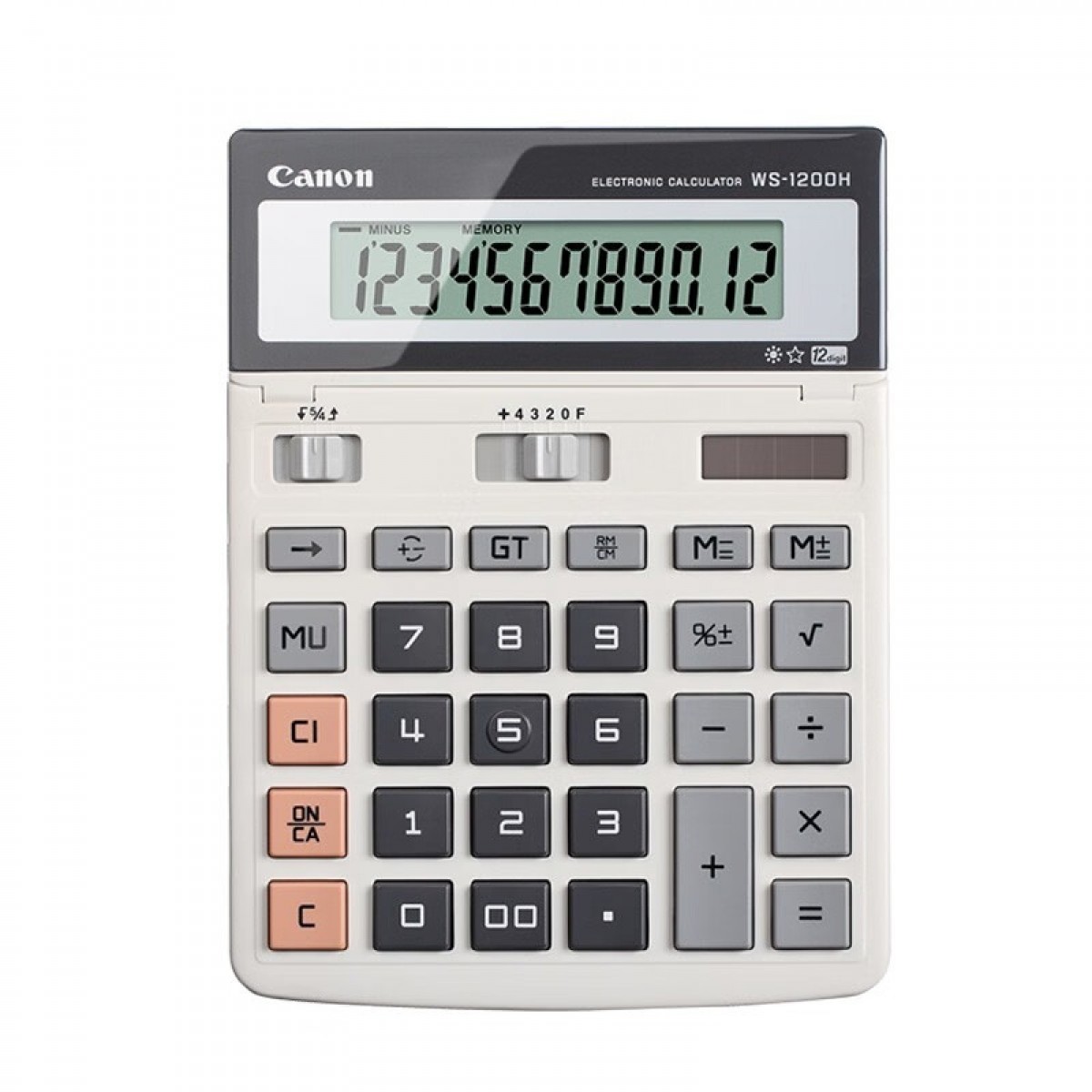 佳能Canon WS-1200H 12位数大号商务办公计算器双电源宽屏办公桌面经典计算器