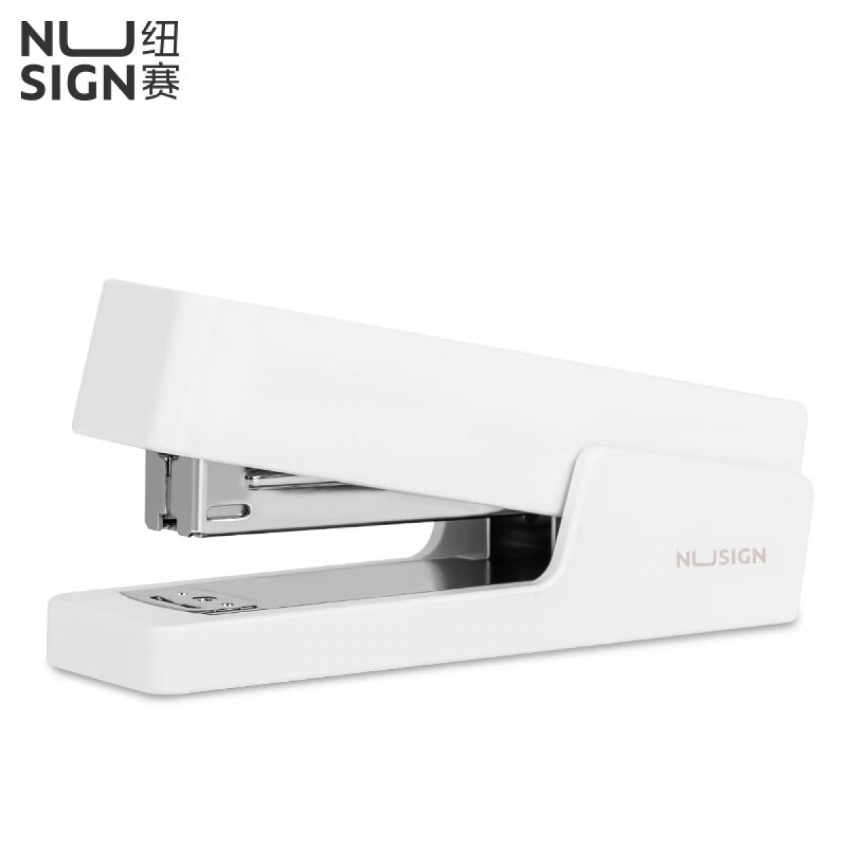 得力（deli）纽赛办公复古订书机 德国创意设计12号资料纸手动装订器 白NS082