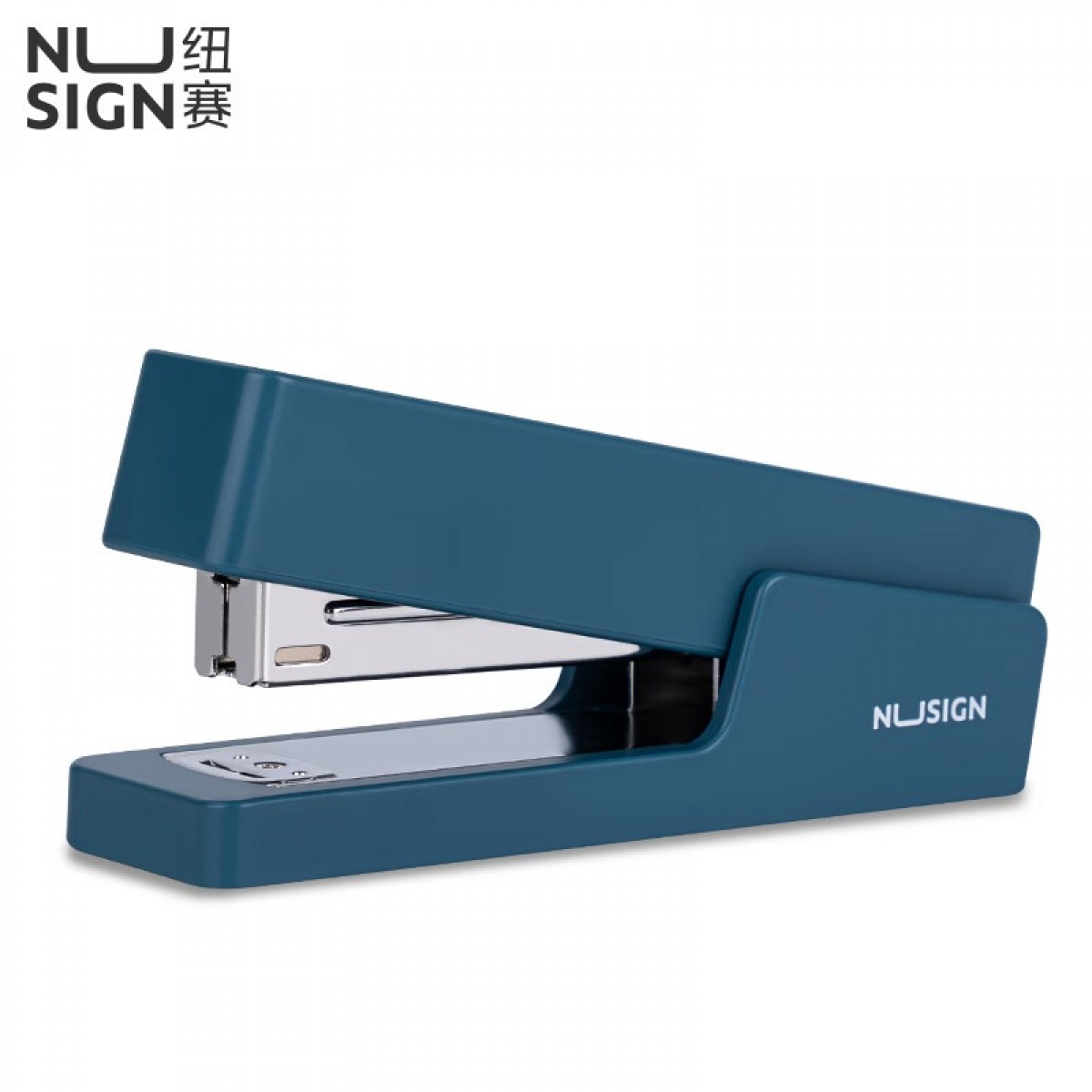 得力（deli）纽赛办公复古订书机 德国创意设计12号资料纸手动装订器 蓝NS082