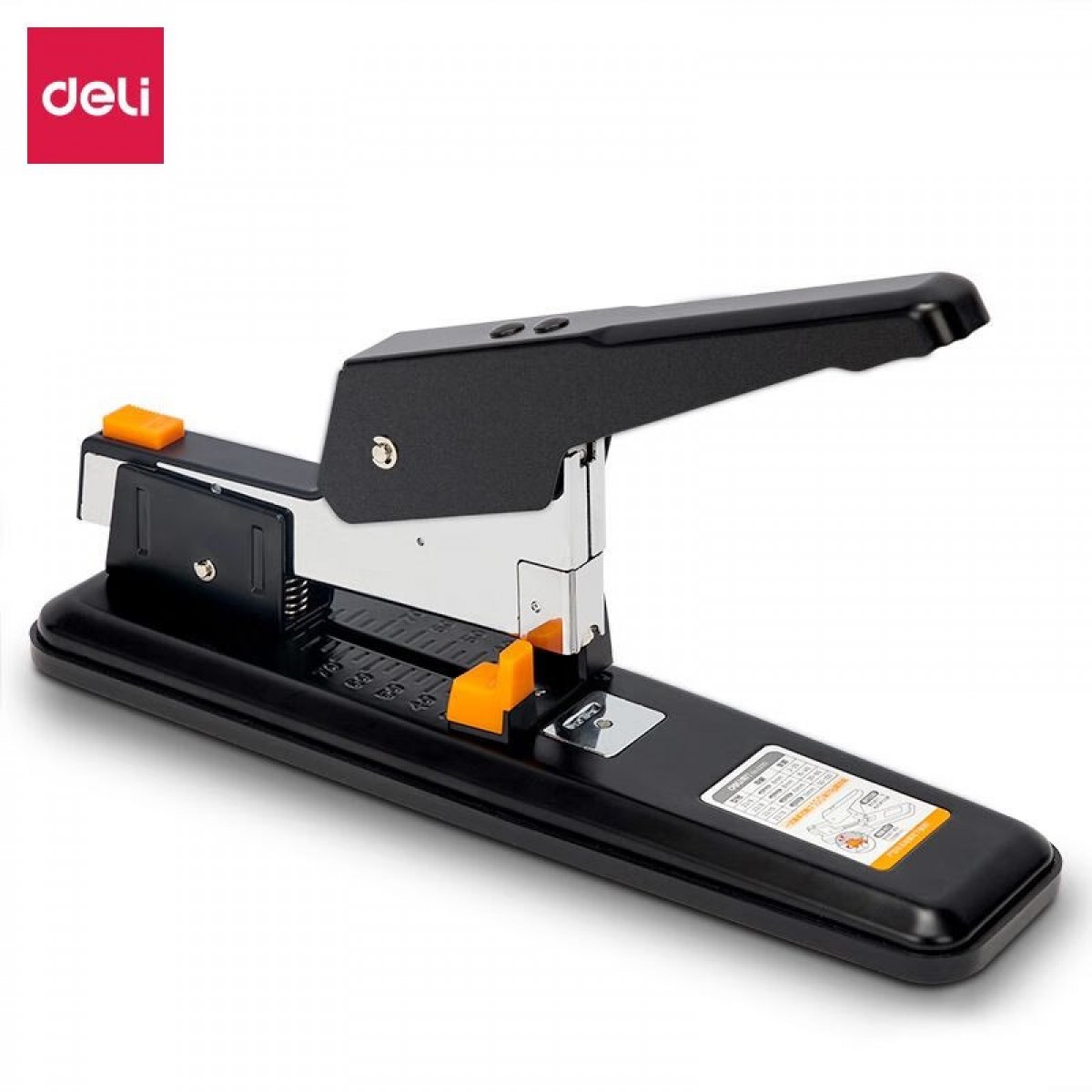 得力（deli）重型订书机装订带刻度器装订100页弹出式轻松省力订书机 0290重型订书机(黑)