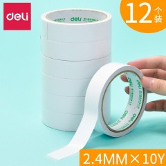 得力（deli） 高粘性棉纸双面胶带 强力双面胶高粘度薄款手工胶带两面强力胶透明胶 30403【2.4cm】单卷