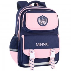 迪士尼减负儿童书包小学生男孩3到6年级轻便休闲双肩包 sm81309藏粉