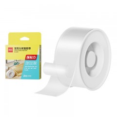 得力33601纳米强力无痕魔力胶带透明家用车用无痕双面胶30mmx3m 33601/30mmx3mx1mm