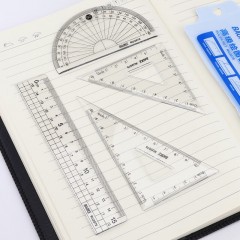 宝克（BAOKE）RU2070 学生考试绘图套尺 15cm直尺+三角尺x2+量角器文具4件套刻度清晰组合装尺子套装