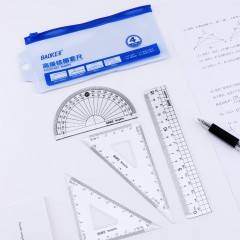 宝克（BAOKE）RU2070 学生考试绘图套尺 15cm直尺+三角尺x2+量角器文具4件套刻度清晰组合装尺子套装