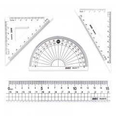 宝克（BAOKE）RU2070 学生考试绘图套尺 15cm直尺+三角尺x2+量角器文具4件套刻度清晰组合装尺子套装