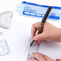 宝克（BAOKE）RU2070 学生考试绘图套尺 15cm直尺+三角尺x2+量角器文具4件套刻度清晰组合装尺子套装