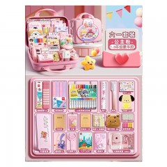 得力（deli）文具套装礼盒小学生儿童开学大礼包学习用品卷笔刀铅笔橡皮擦开学礼物考试奖励毕业奖品生日礼物 豪华 六一文具箱【低年级】女生