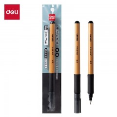 得力（deli）极细楷秀丽笔毛笔勾线练字笔 黑色软头学生成人签字书法练习请柬笔 1支/袋 HW209-4