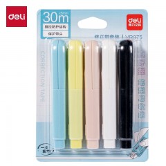 得力（deli）【全网爆款】30米5只装笔形修正带 可换替芯 覆盖力强涂改不起翘学生文具时尚笔型修正带5mmx30m