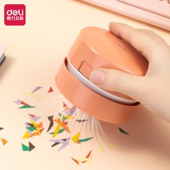得力（deli）迷你桌面吸尘器桌面清洁器橡皮擦吸尘器学生电动清洁屑渣小型充电吸橡皮擦屑机 【充电款】玫红色+吸嘴 18884