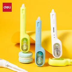 得力（deli）时尚笔型修正带 推动出芯可回收脱带/可替换芯 不易断创意笔形修正带/涂改带 5mmx6m 颜色随机