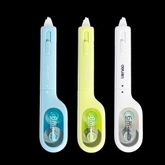 得力（deli）时尚笔型修正带 推动出芯可回收脱带/可替换芯 不易断创意笔形修正带/涂改带 5mmx6m 颜色随机