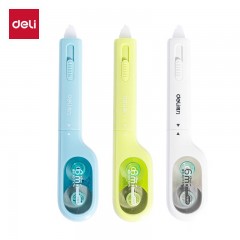 得力（deli）时尚笔型修正带 推动出芯可回收脱带/可替换芯 不易断创意笔形修正带/涂改带 5mmx6m 颜色随机
