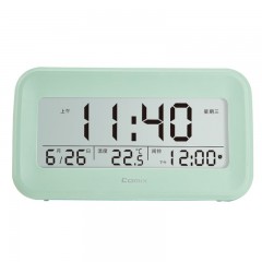 齐心（COMIX）多功能学生电子闹钟充电款 定时起床闹铃背光强力叫醒 时钟日期温度计开学必备用品礼物XS-81黄绿