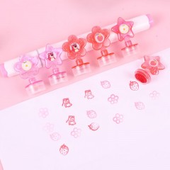 迪士尼（Disney）印章 儿童印章幼儿园小礼物可爱鼓励印章 教学奖励印章小印章 史迪奇【花形印章组-6个入】