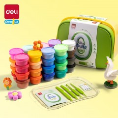 得力（deli）36色抗菌零甲醛超轻粘土按键开盖工具箱家校手提独立大杯装橡皮泥彩泥太空沙儿童开学文具