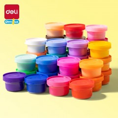 得力（deli）36色抗菌零甲醛超轻粘土按键开盖工具箱家校手提独立大杯装橡皮泥彩泥太空沙儿童开学文具