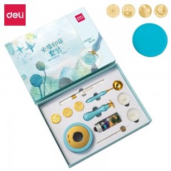 得力(deli)火漆印章套装印章礼物复古章头信封火漆印章手账蜡粒 【高档款】蓝色套装+【红尘画卷】蜡粒约250粒