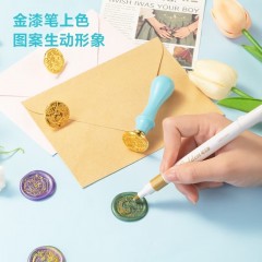 得力(deli)火漆印章套装印章礼物复古章头信封火漆印章手账蜡粒 【高档款】蓝色套装+【红尘画卷】蜡粒约250粒