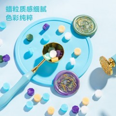 得力(deli)火漆印章套装印章礼物复古章头信封火漆印章手账蜡粒 【高档款】蓝色套装+【红尘画卷】蜡粒约250粒