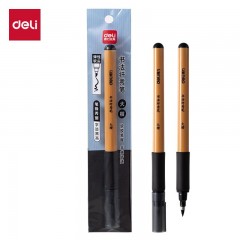 得力（deli）大楷秀丽笔毛笔勾线练字笔 黑色软头学生成人签字书法练习请柬笔 1支/袋 HW209-1