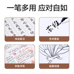 得力（deli）中楷秀丽笔毛笔勾线练字笔 黑色软头学生成人签字书法练习请柬笔 1支/袋 HW209-2