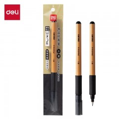 得力（deli）小楷秀丽笔毛笔勾线练字笔 黑色软头学生成人签字书法练习请柬笔 1支/袋 HW209-3