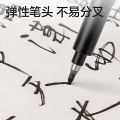 得力(deli)中楷秀丽笔毛笔勾线练字笔 软头学生成人签字书法练习请柬笔 黑色 12支/盒 开学礼物75515