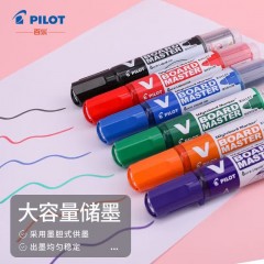 百乐（PILOT）白板笔大容量V直液式水性可擦易擦办公标记文具用品WBMAVBM-M粗杆 黑色 F咀单支
