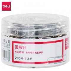 得力【三筒装】得力金属回形针0037办公加厚电镀表层曲别针彩色学生手工文具彩色工字钉大头针三针一钉 金属回形针3盒装0037