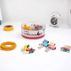 晨光（M&G）办公用品组合套装 (19mm长尾夹10枚+彩色工字钉50枚+回形针100枚+橡胶圈40枚)/盒 ASC99360
