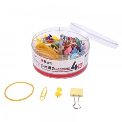 晨光（M&G）办公用品组合套装 (19mm长尾夹10枚+彩色工字钉50枚+回形针100枚+橡胶圈40枚)/盒 ASC99360