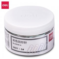 得力【三筒装】得力金属回形针0037办公加厚电镀表层曲别针彩色学生手工文具彩色工字钉大头针三针一钉 彩色回形针3盒装0038