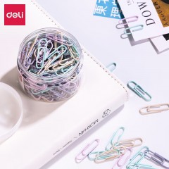 得力【三筒装】得力金属回形针0037办公加厚电镀表层曲别针彩色学生手工文具彩色工字钉大头针三针一钉 彩色回形针3盒装0038