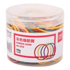 得力（deli）橡皮筋高弹力耐用牛皮筋乳胶圈强力黄皮筋办公用品扎菜工业办公用品 3219 50g-彩色橡胶圈
