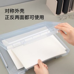 得力（deli）A4透明便携卡扣文件盒 塑料档案盒 资料盒 证件党建荣誉证书文件收纳盒 35mm厚度A4透明文件盒 手提式 5702