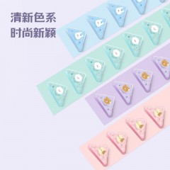 得力（deli）(deli)4只卡通三角夹 50页中号边角夹 学生票夹 资料文件收纳 防翘边防卷边 混色 4只/卡 TP533