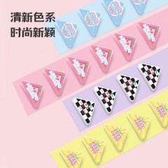 得力（deli）(deli)4只卡通三角夹 70页大号边角夹 学生票夹 资料文件收纳 防翘边防卷边 混色 4只/卡 TP534