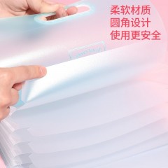 国誉（KOKUYO）大容量A4文件袋文件夹风琴包试卷收纳袋卷子整理多层分类学生用清新淡彩曲奇手风琴式手提横竖版 【淡彩曲奇】天蓝