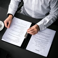 得力（deli）A4金属双强力夹硬文件夹 学生大容量试卷收纳资料夹诗朗诵签约夹板合同档案夹 【黑色】单强力夹丨单个装