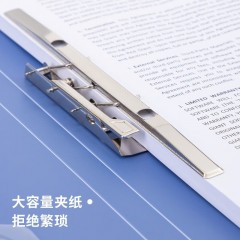 得力（deli）A4金属双强力夹硬文件夹 学生大容量试卷收纳资料夹诗朗诵签约夹板合同档案夹 【蓝色】双长押夹丨五个装