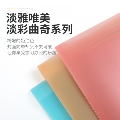 KOKUYO国誉A4文件袋防水双层口袋收纳袋 学生试卷资料票据袋 可爱淡彩曲奇柔光办公文件袋 粉色 1个双层