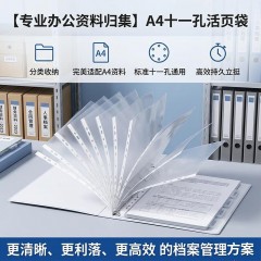 天章 （TANGO）11孔资料册文件袋A4替芯袋 50只 快递袋票据档案收纳活页孔夹快劳夹透明办公用品 8c特厚款