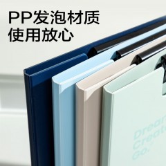 得力（deli）文件夹a4资料夹横竖可用可折叠可立式板夹办公用品写字垫板档案夹加厚夹板写字板学生用试卷收纳夹 【1个装_浅蓝】可站立-横竖两用