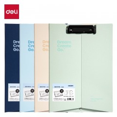 得力（deli）文件夹a4资料夹横竖可用可折叠可立式板夹办公用品写字垫板档案夹加厚夹板写字板学生用试卷收纳夹 【4个装_四色各一】可站立-横竖两用