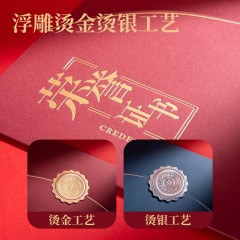 得力（deli）12K荣誉证书 获奖证书烫金颁奖证书奖状证书证书外壳三折页设计 特种纸封面 【1本装】烫金三折页+内芯1张（牛皮纸）