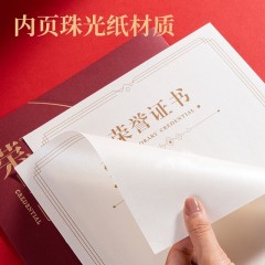 得力（deli）12K荣誉证书 获奖证书烫金颁奖证书奖状证书证书外壳三折页设计 特种纸封面 【1本装】烫金三折页+内芯1张（牛皮纸）